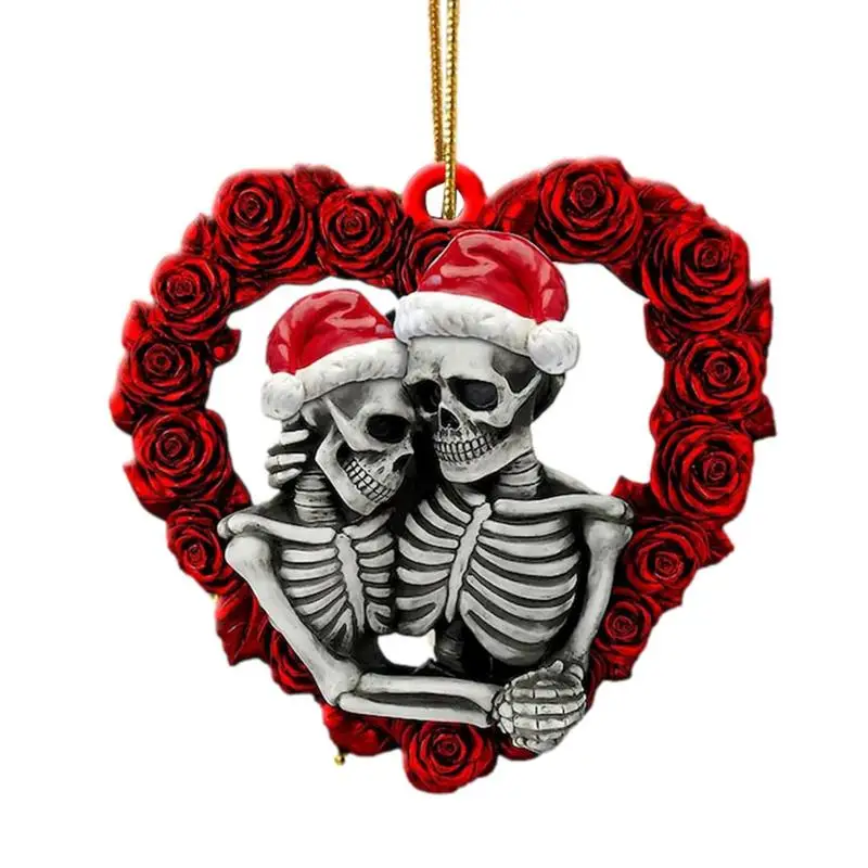 Ölene Kadar Bize Parça Noel Süs Kafatası Sevgilisi Araba Ayna Asmak Süsleme 2D Akrilik İskelet Sevgilisi Charm Araba Dikiz