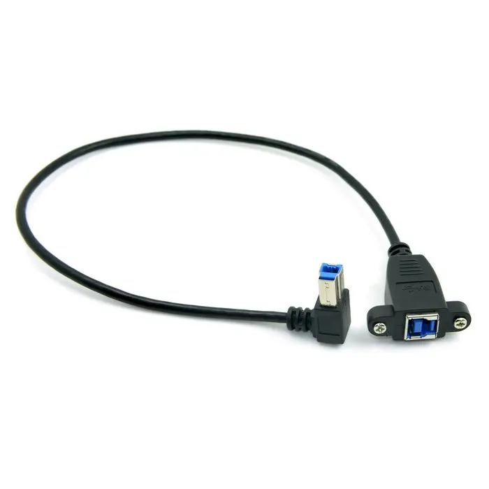 Zihan 50cm USB 3.0 Arka Panel Montaj B Tipi Dişi 90 Derece Dik Açılı B Tipi Erkek Uzatma Kablosu