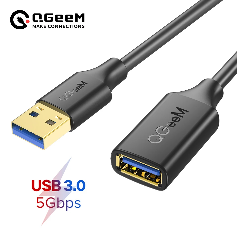 QGeeM USB Uzatma kablo USB 3.0 uzatma kablosu PC Laptop için Akıllı TV PS4 Xbox SSD USB 3.0 2.0 Erkek Kadın Kablosu Veri Kablosu