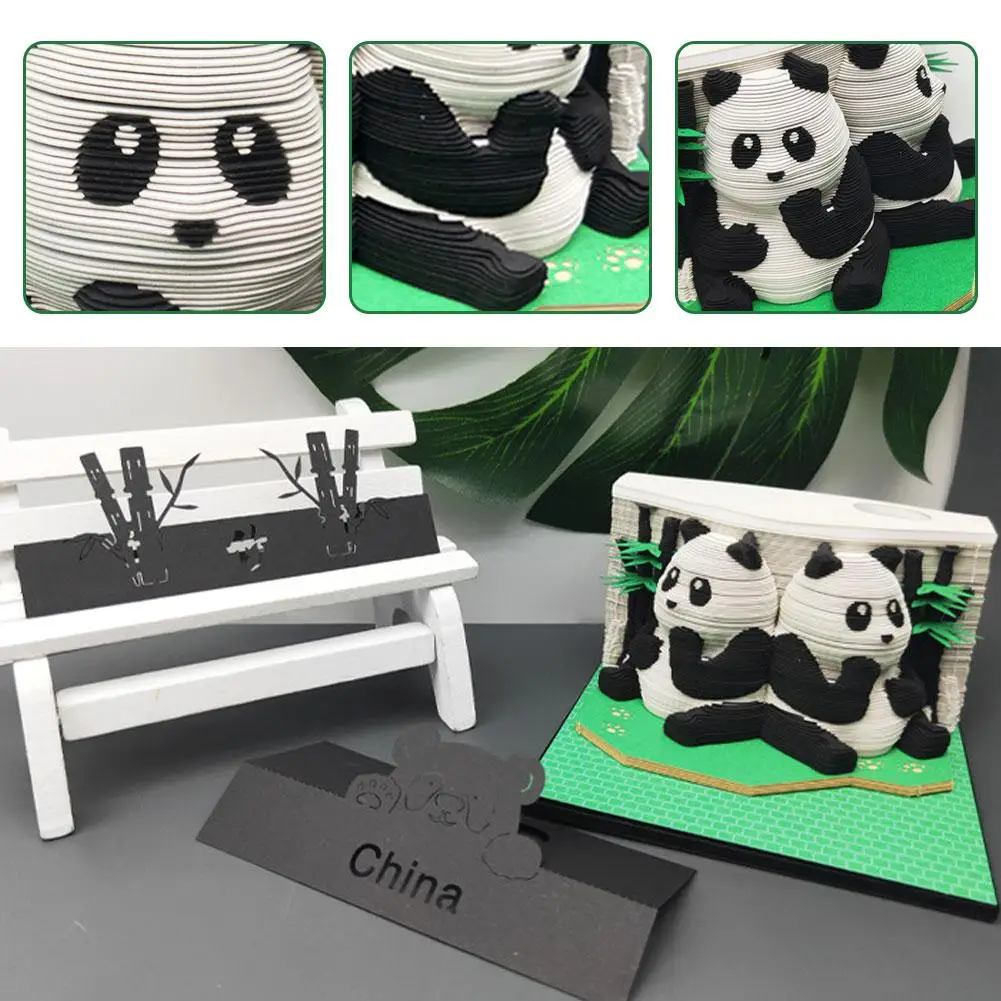 1 Adet Panda 3D Sanat Not Defteri Kağıt Kart Craft Hayvan Okul Yapışkan Kırtasiye Not Defteri Panda Notlar Kaynağı Kedi Pedleri Ofis Memo O6N8