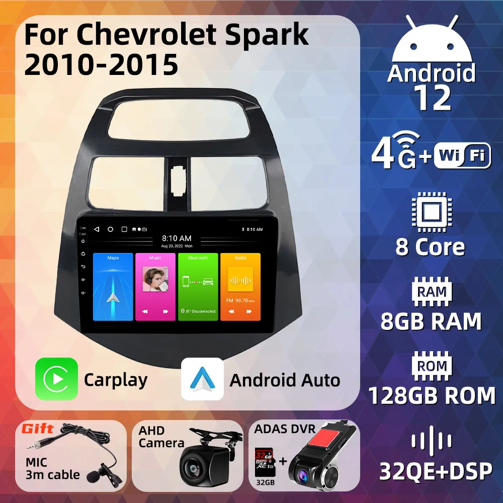 Araba Radyo için Ekran ile Chevrolet Spark 2010-2015 2Din android müzik seti GPS Navigasyon Multimedya Oynatıcı Autoradio Kafa Ünitesi