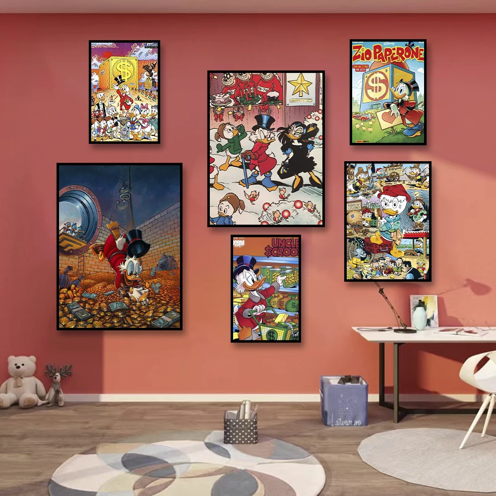 Disney Karikatür Donald Ördek Posteri Tuval Boyama Dünya Sizin Para Resim Duvar Oturma Odası Duvar Baskılar Bebek Odası Dekor