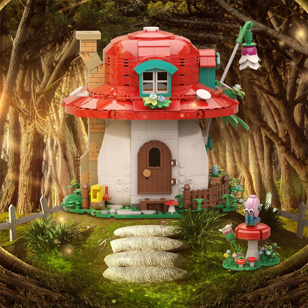 MOC Macera Adası Mantar Ev Elf Ev Yapı blok seti Orman Sihirli Peri Yazlık Bina Modeli Tuğla Çocuk Oyuncakları