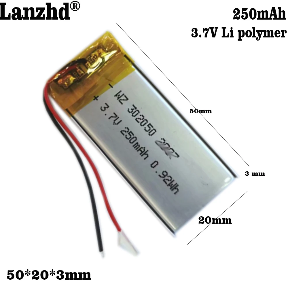 1-10 adet 302050 3.7 V 250 mAh Lityum Polimer Li-po li ion pil İçin Akıllı giyilebilir led ışık sinyal Mp3 MP4 ürünleri