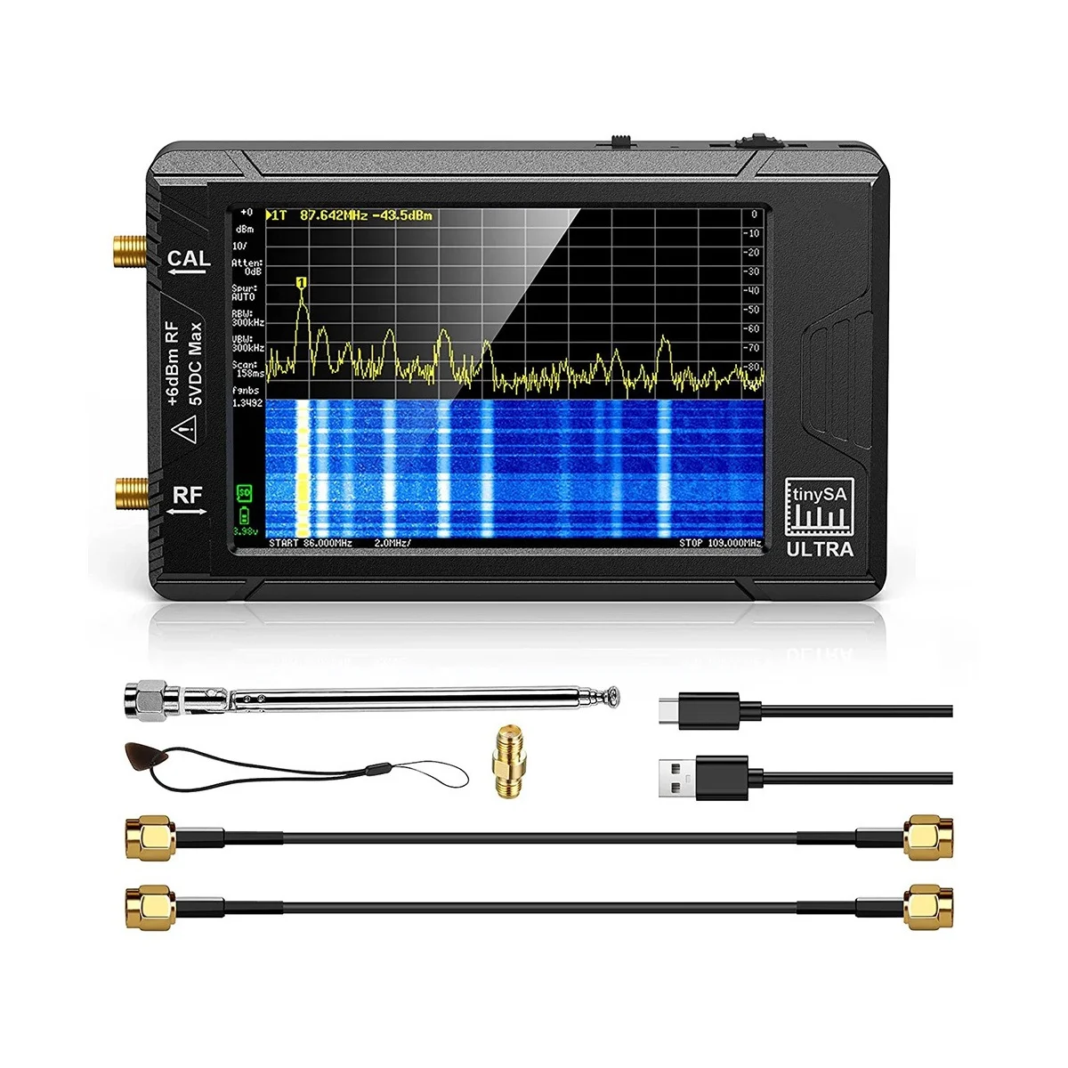 TinySA Ultra El Spektrum Analizörü, 4.0 İnç RF Jeneratörü Küçük Frekans 2-İn-1100KHz ila 5.3 GHz Sinyal Jeneratörü