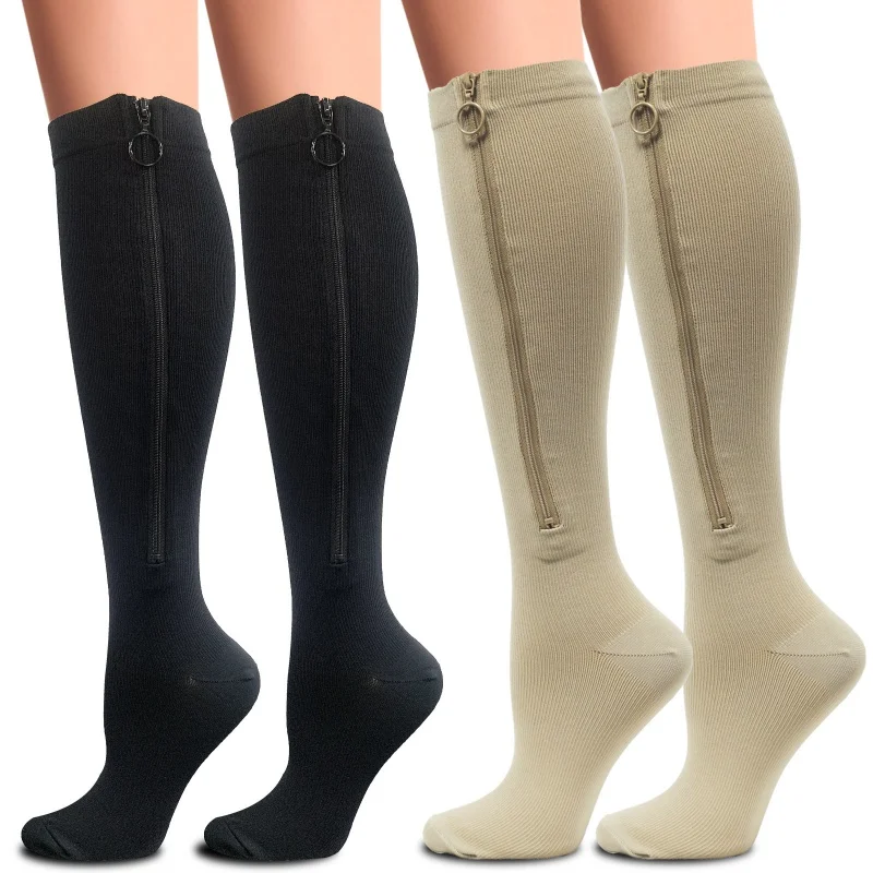 1 Çift Fermuar Ayak Wrap varis çorabı Erkekler Kadınlar Naylon Rahatlatmak Varisli Damarlar Kadın Zip Çorap