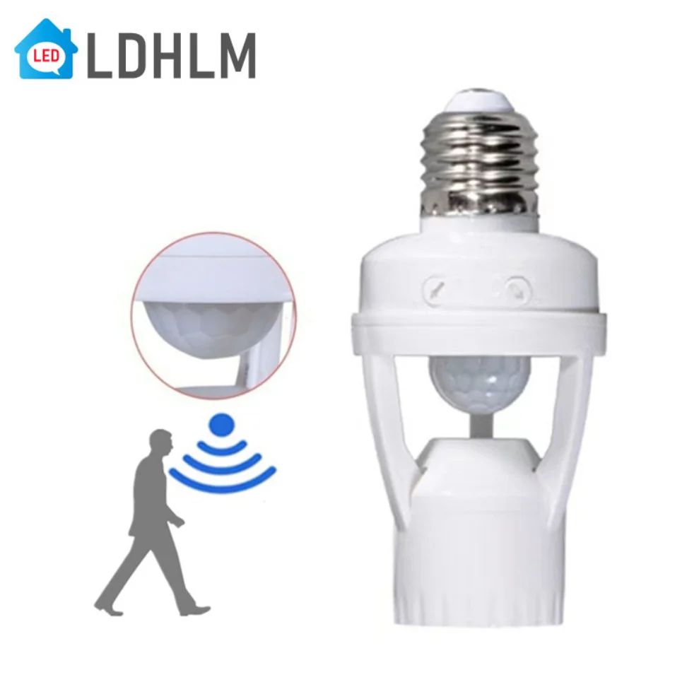 LDHLM PIR Insan Indüksiyon hareket sensörlü LED Gece Lambası Soket Tabanı E27 AC 110 V-220 V Gecikme Süresi Ayarlanabilir Anahtarı 360 Derece
