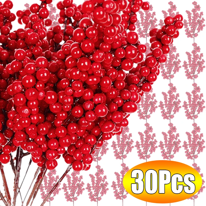10/30 ADET Yapay Berry Kırmızı Köpük Berry Çiçek Bitki Şube Noel Ağacı Yeni Yıl Düğün Parti Ev Dekorasyon DIY Çelenk