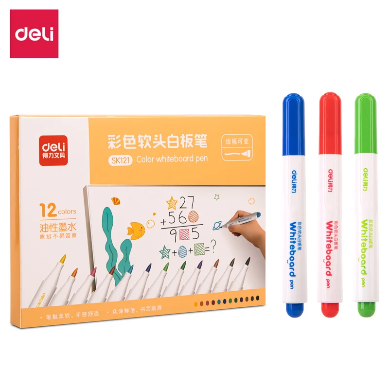 12 Adet/takım SK121 Silinebilir Beyaz Tahta işaretleyici kalem Boya Pürüzsüz Okul Çocukları Ofis Malzemeleri