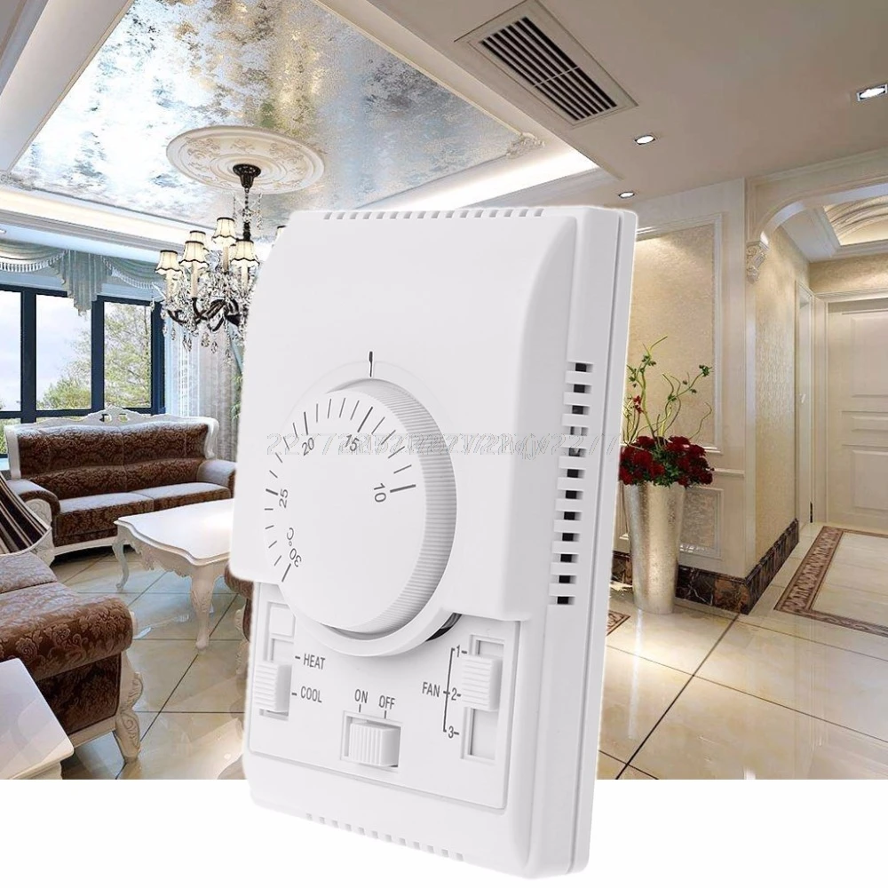 AC 220V Oda Mekanik Termostat Kontrol Anahtarı Klima Fan Coil sıcaklık kontrol cihazı My02 19 Dropship