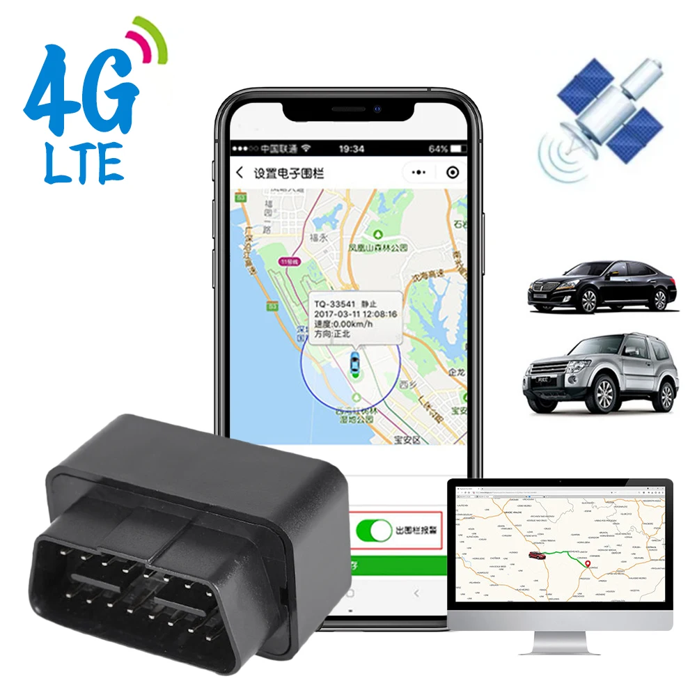 Araba 2G 4G OBD GPS Izci Anti-Hırsızlık Alarm Takip Cihazı 12 V-24 V Ücretsiz APP IOS Android İçin SMS Çağrı Geofence Bulucu