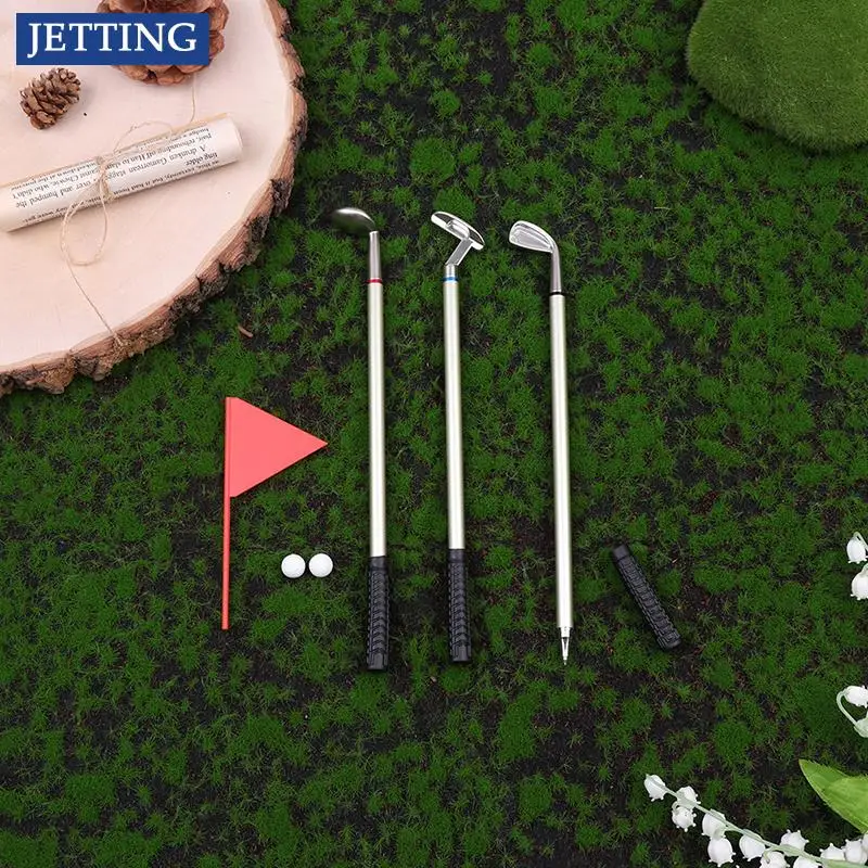Golf Kalem Seti Mini Masaüstü Golf Topu Kalem Hediye İçerir Yeşil 3 Kulüpleri Kalem Topları Ve Bayrak Masa Oyunları Ofis Okul Hediye