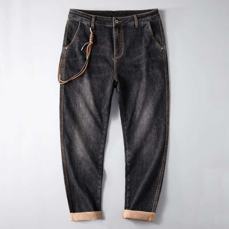 İlkbahar ve sonbahar erkek kot erkek elastik düz pantolon moda harem pantolon gevşek artı yağ artı boyutu uzun pantolon kot erkekler