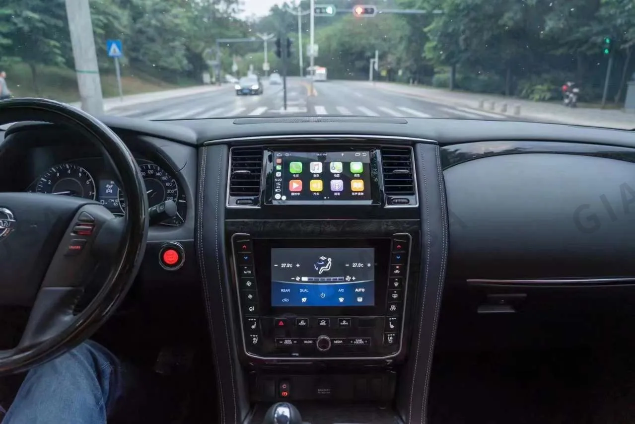 Android Araba Autoradio Oynatıcı Nissan Patrol İçin Y62 2010-2020 Çift Dokunmatik ekran Araba GPS Navigasyon Multimedya Oynatıcı AHD Kamera