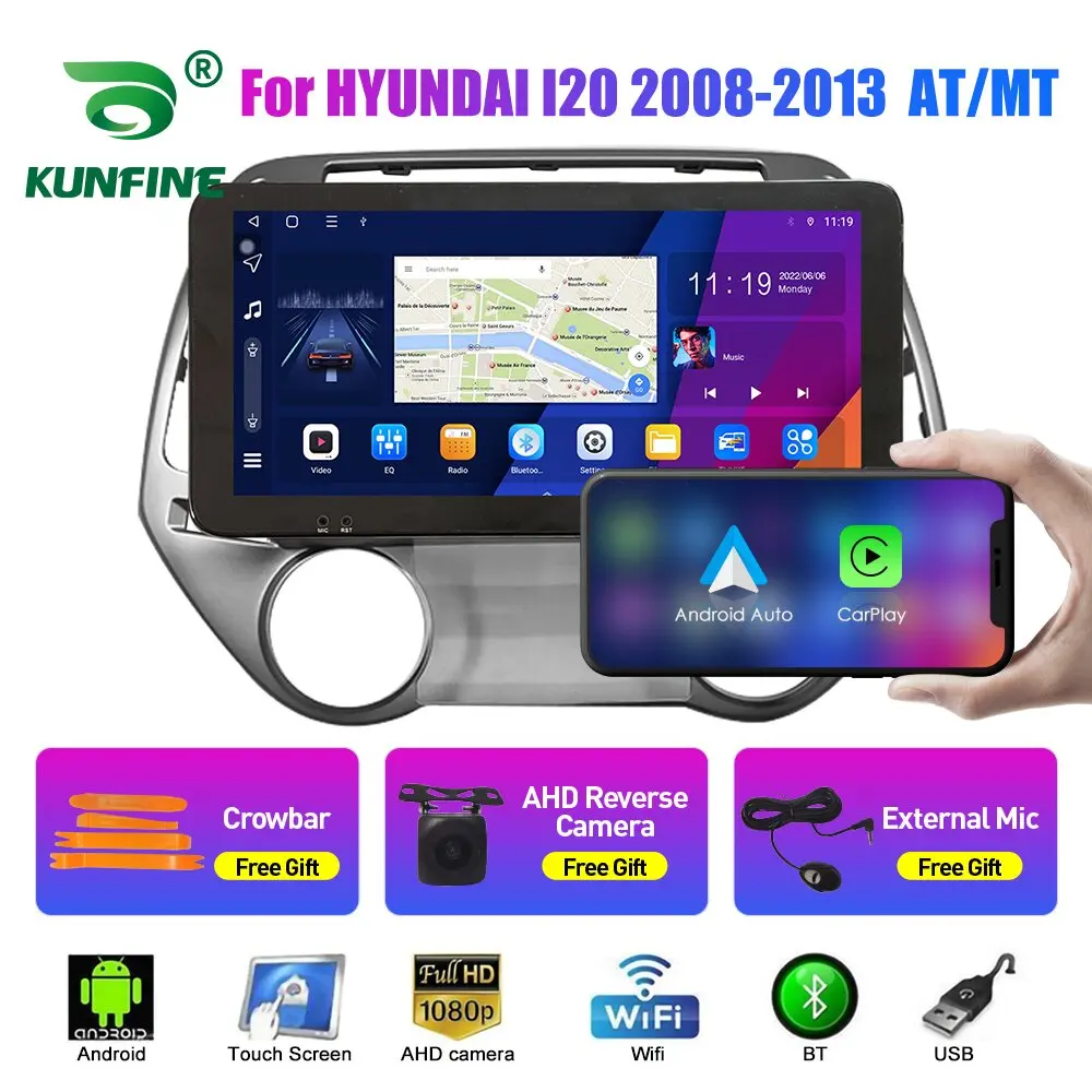 10.33 İnç Araba Radyo HYUNDAİ İ20 2008-2013 2Din Android Octa Çekirdek Araba Stereo DVD GPS Navigasyon Oynatıcı QLED Ekran Carplay