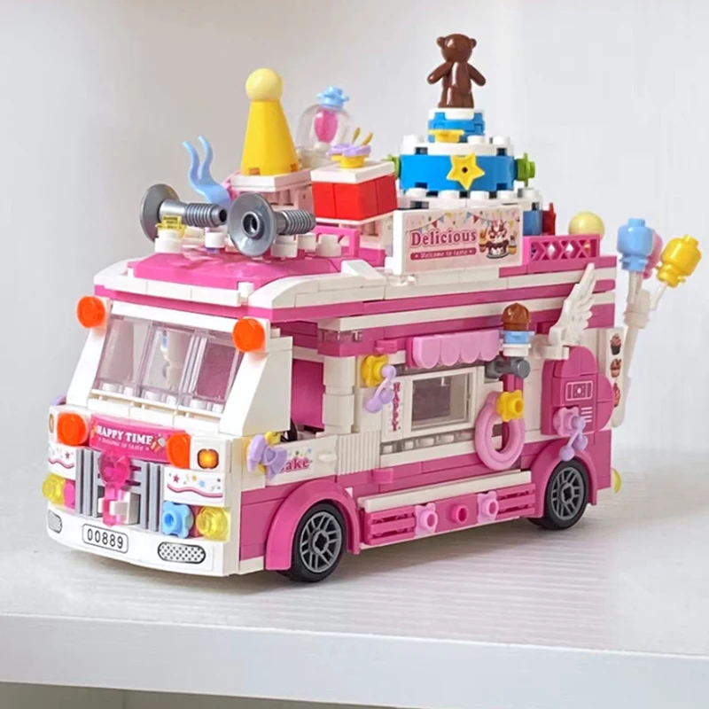 3D Model Mini DIY Blokları Tuğla Yapı Araç Dünya Ayı Düğün Doğum Günü Pastası Araba gıda kamyon Modeli Oyuncaklar Çocuklar için