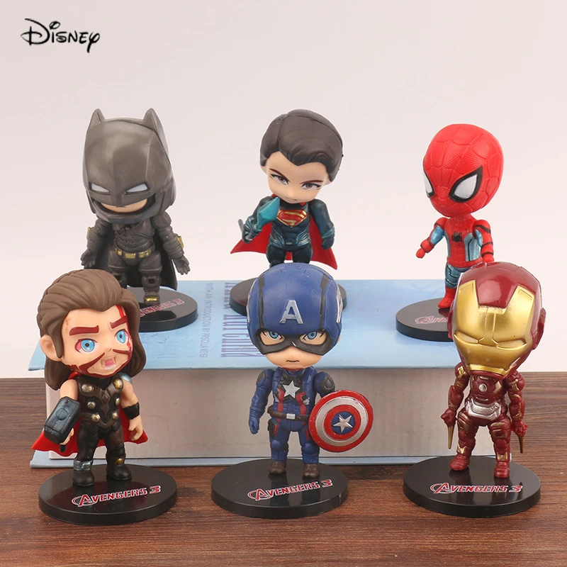 Disney Avengers 10 cm 6 adet / takım Demir Adam S Versiyonu Eylem şekilli kalıp Anime Dekorasyon Koleksiyonu Heykelcik Oyuncaklar Modeli Hediyeler