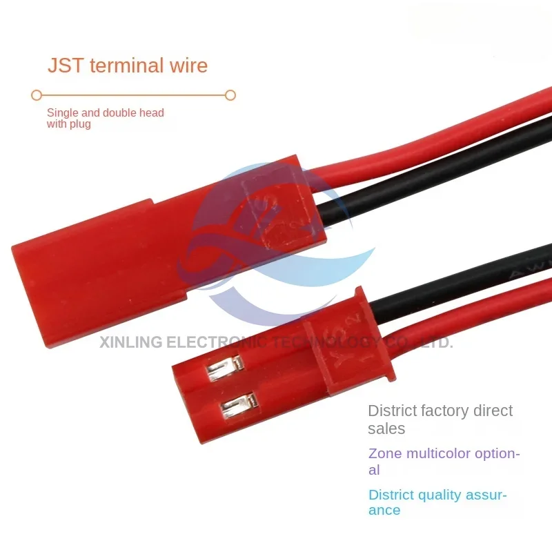 10 adet JST / SYP2.54mm 2P kırmızı kılıf takın ve çıkarın çift kablo LED erkek / dişi fiş 22awg kuyruk kalaylı