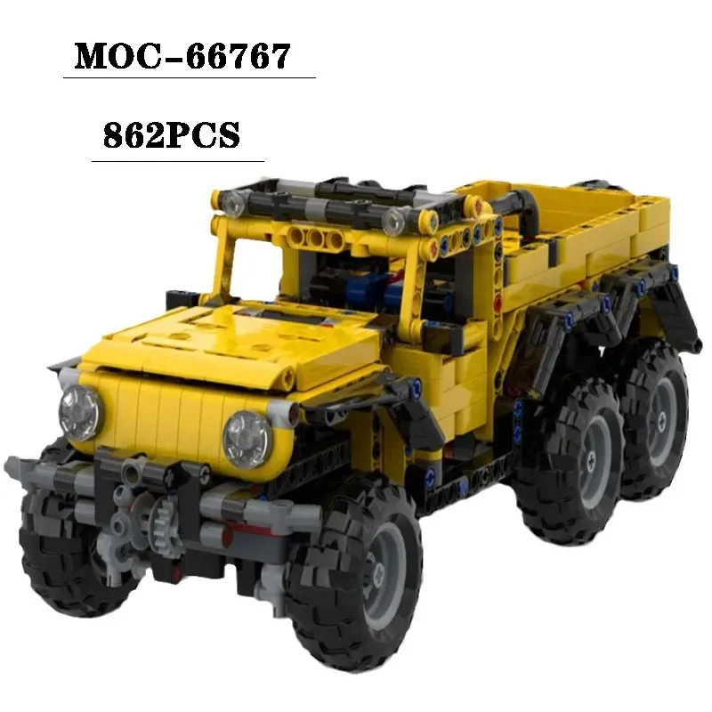 Yapı Taşı MOC-66767 Araba Modeli 6x6 kamyonet Montaj 862 ADET Yetişkin ve çocuk Doğum Günü Noel Oyuncak Hediye Süsler