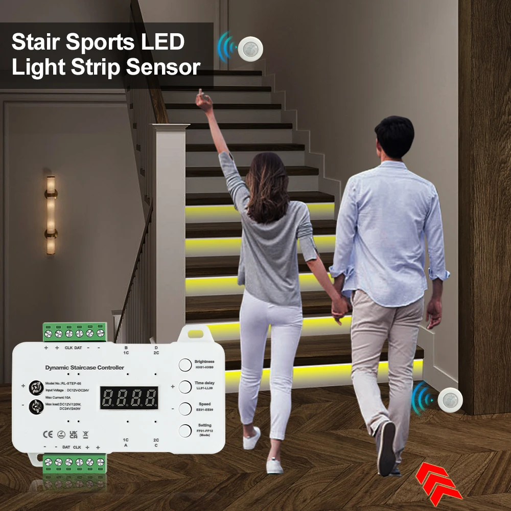 Akıllı merdiven hareket led ışık şeridi sensörü 16/20 adım karartma ışık kapalı hareket gece lambası DC12V COB LED şerit merdiven