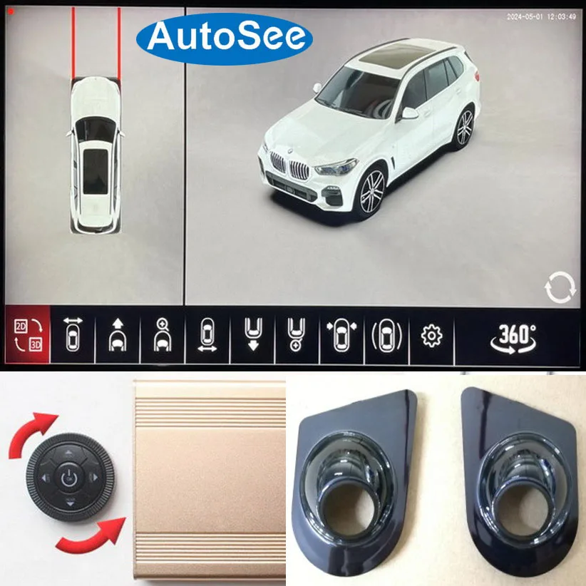 2020 BMW için X5 araba 360 derece kamera 3D kuş gözü Panoramik görünüm ön arka yan ayna kamera surround yedekleme ters 4K dash kiti