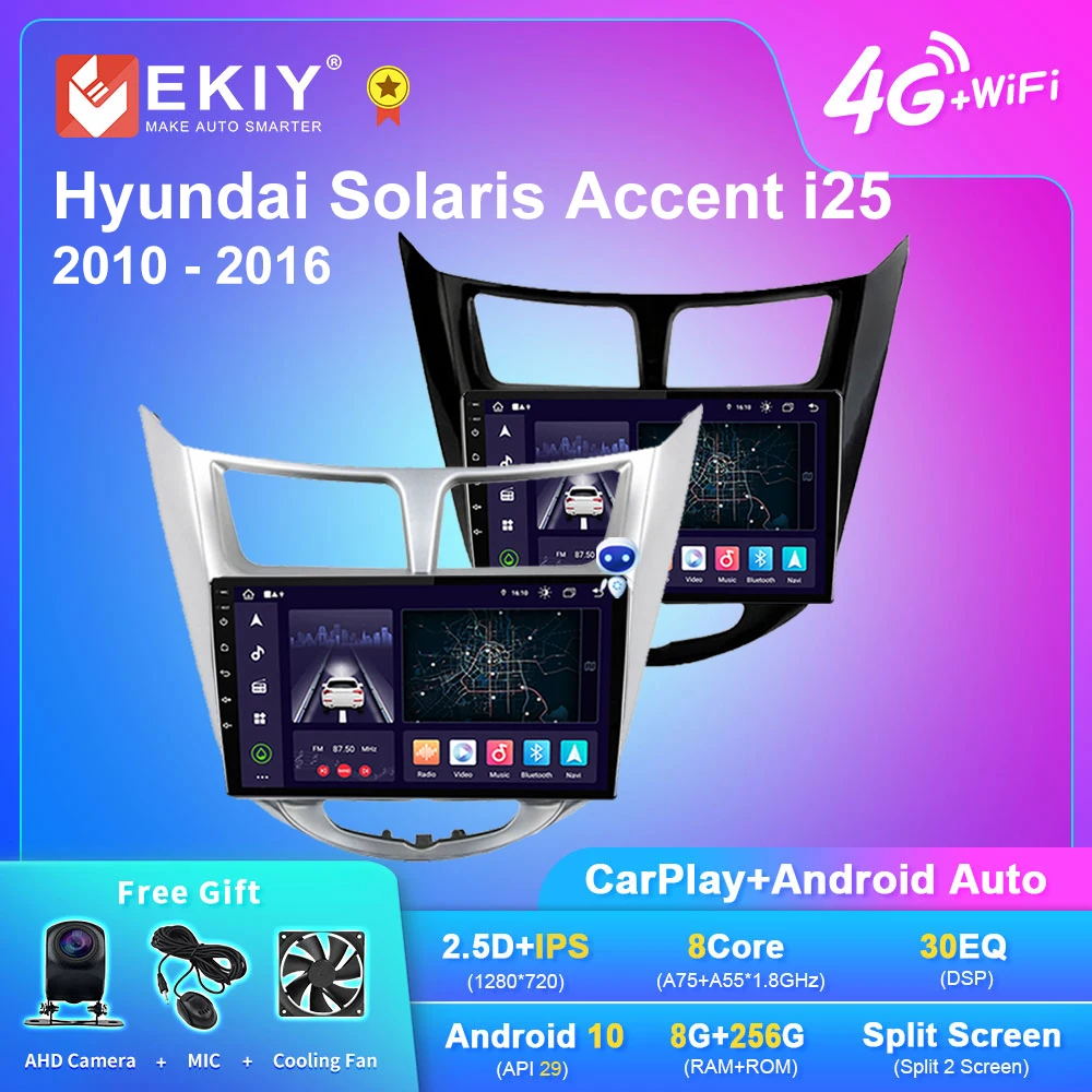 EKIY X7 Hyundai Solaris Accent İçin ı25 2010-2016 Android otomobil radyosu Stereo Navigasyon GPS Multimedya Oynatıcı 1280 * 720 Carplay