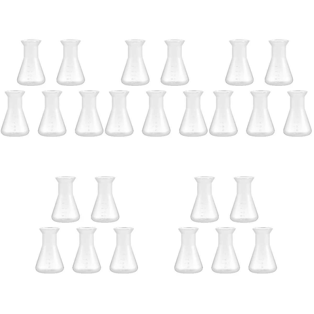 25 Adet Plastik Erlenmeyer Şişesi Ölçüm Şişeleri Konik Deney Koni Kimya