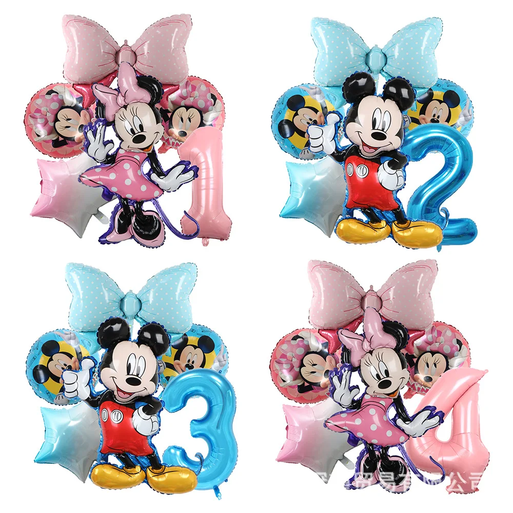 Mickey Minnie Alüminyum Film Balon Disney Doğum Günü Partisi 1 Takım Balon Dekorasyon Kızların Doğum Günü Partisi için 1-7 yaşında