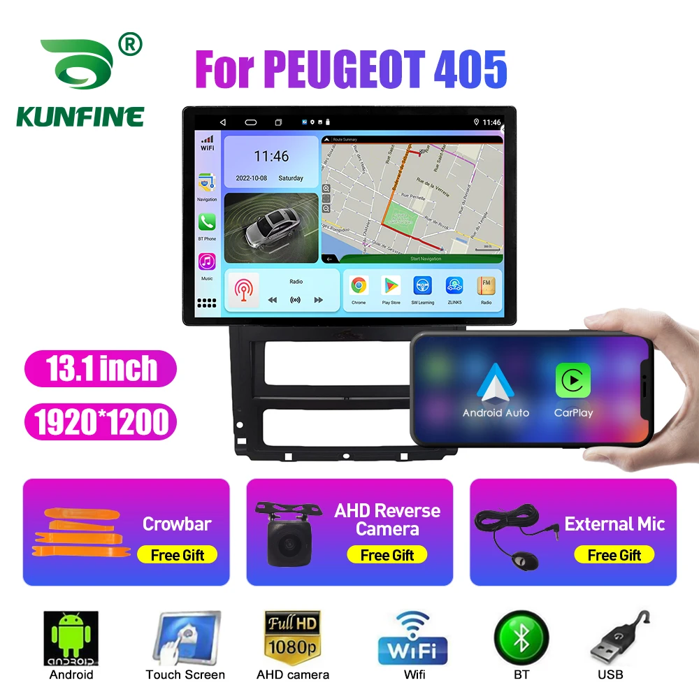13.1 inç Araba Radyo PEUGEOT 405 İçin araç DVD oynatıcı GPS Navigasyon Stereo Carplay 2 Din Merkezi Multimedya Android Otomatik