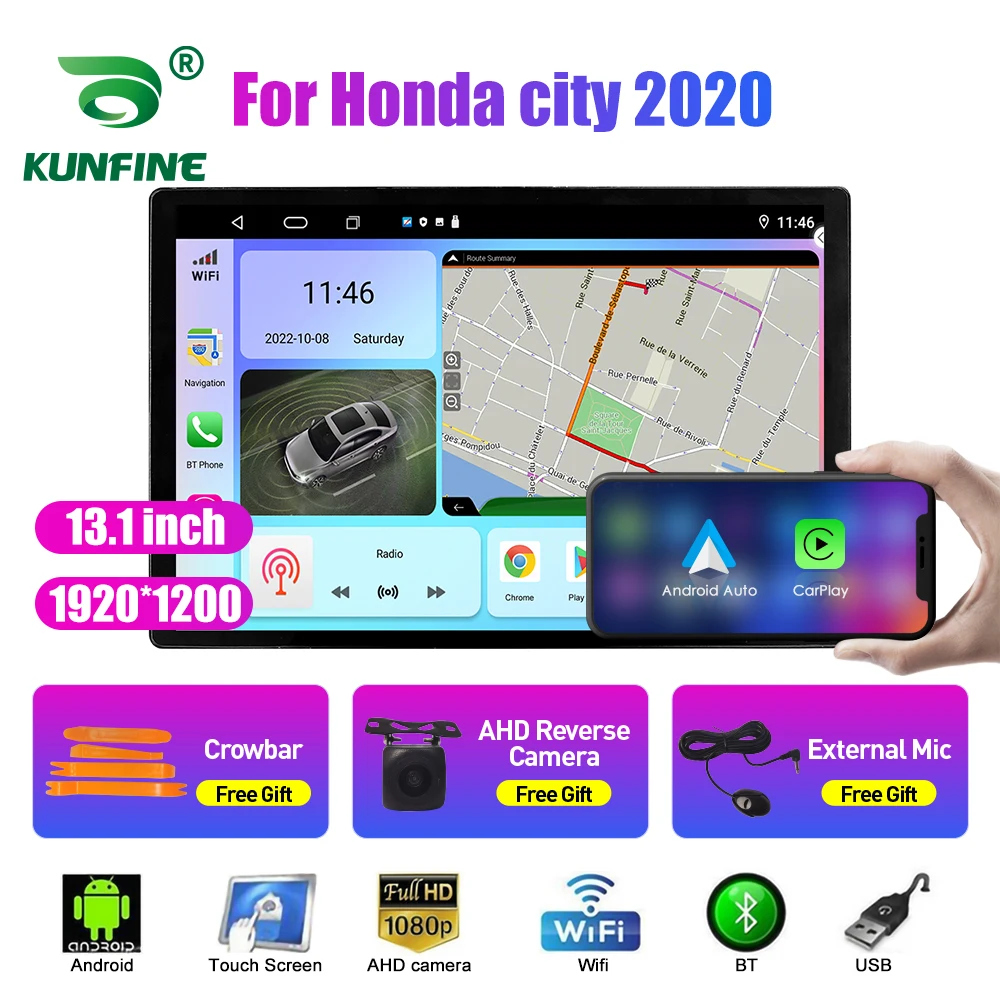 13.1 inç Araba Radyo Honda city 2020 İçin araç DVD oynatıcı GPS Navigasyon Stereo Carplay 2 Din Merkezi Multimedya Android Otomatik