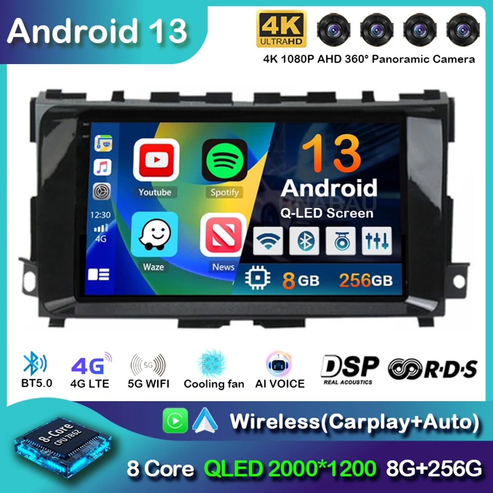 Android 13 Carplay Araba Radyo Nissan Teana İçin 3 Altima 5 L33 2013-2020 Multimedya Video Oynatıcı Navigasyon GPS WIFI + 4G Stereo DSP