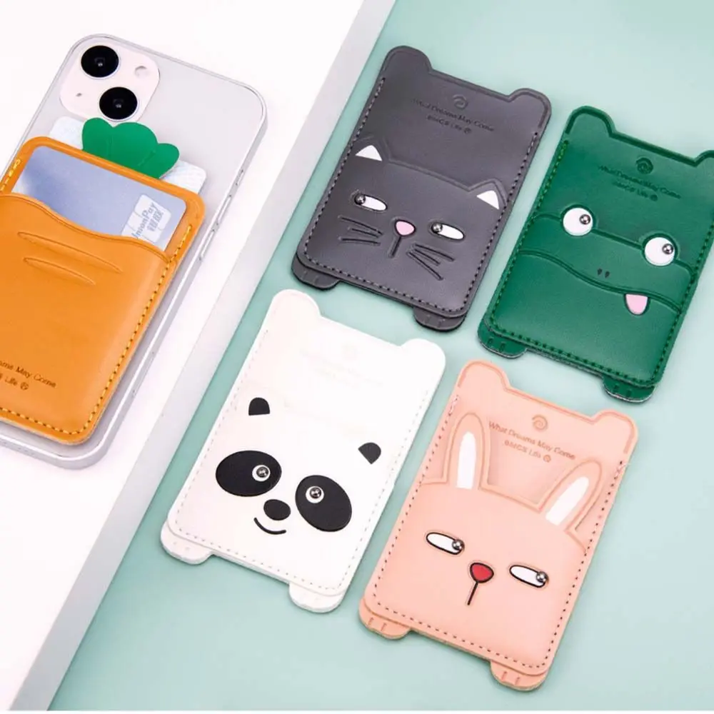 Sevimli Hayvan Yaratıcı Deri Cep Telefonu Arka Etiket Kartı Kapağı Moda Taşınabilir KİMLİK kartı çantası anti-kayıp kart tutucu