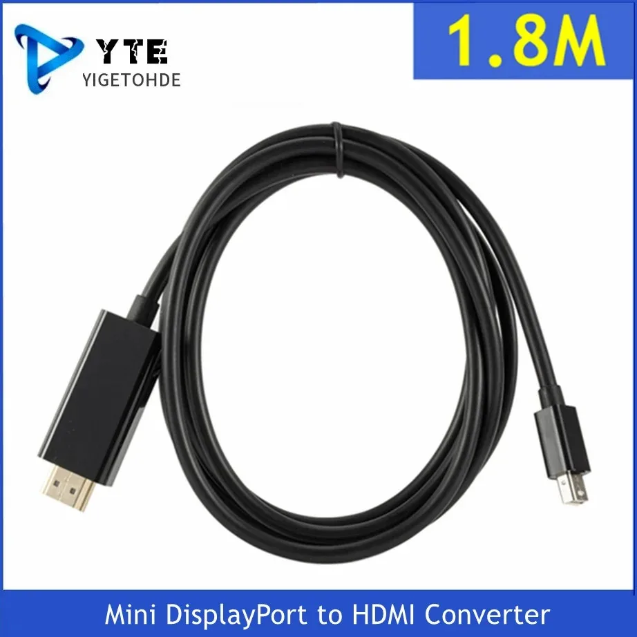 YIGETOHDE Ekran Bağlantı Noktası DisplayPort HDMI Uyumlu dönüştürücü kablosu 1.8 M Erkek Erkek MiniDP2HDMI macbook adaptörü Projesi