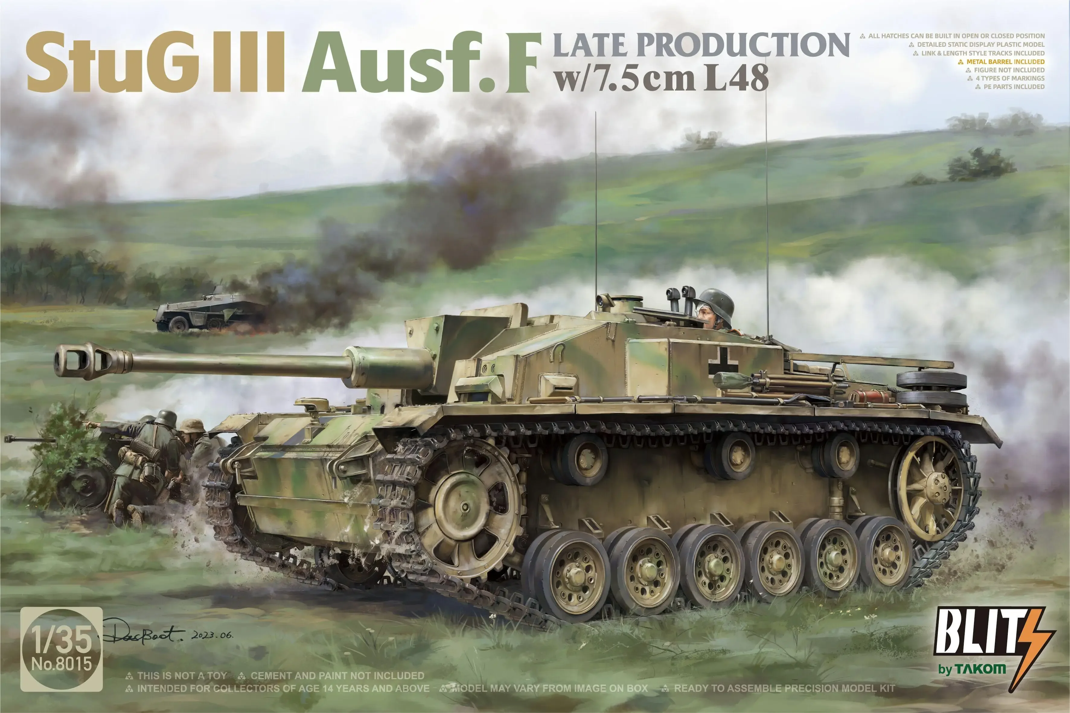 TAKOM 8015 1/35 Ölçekli StuG III Ausf.F Geç Üretim w / 7.5 cm L48 Model Seti