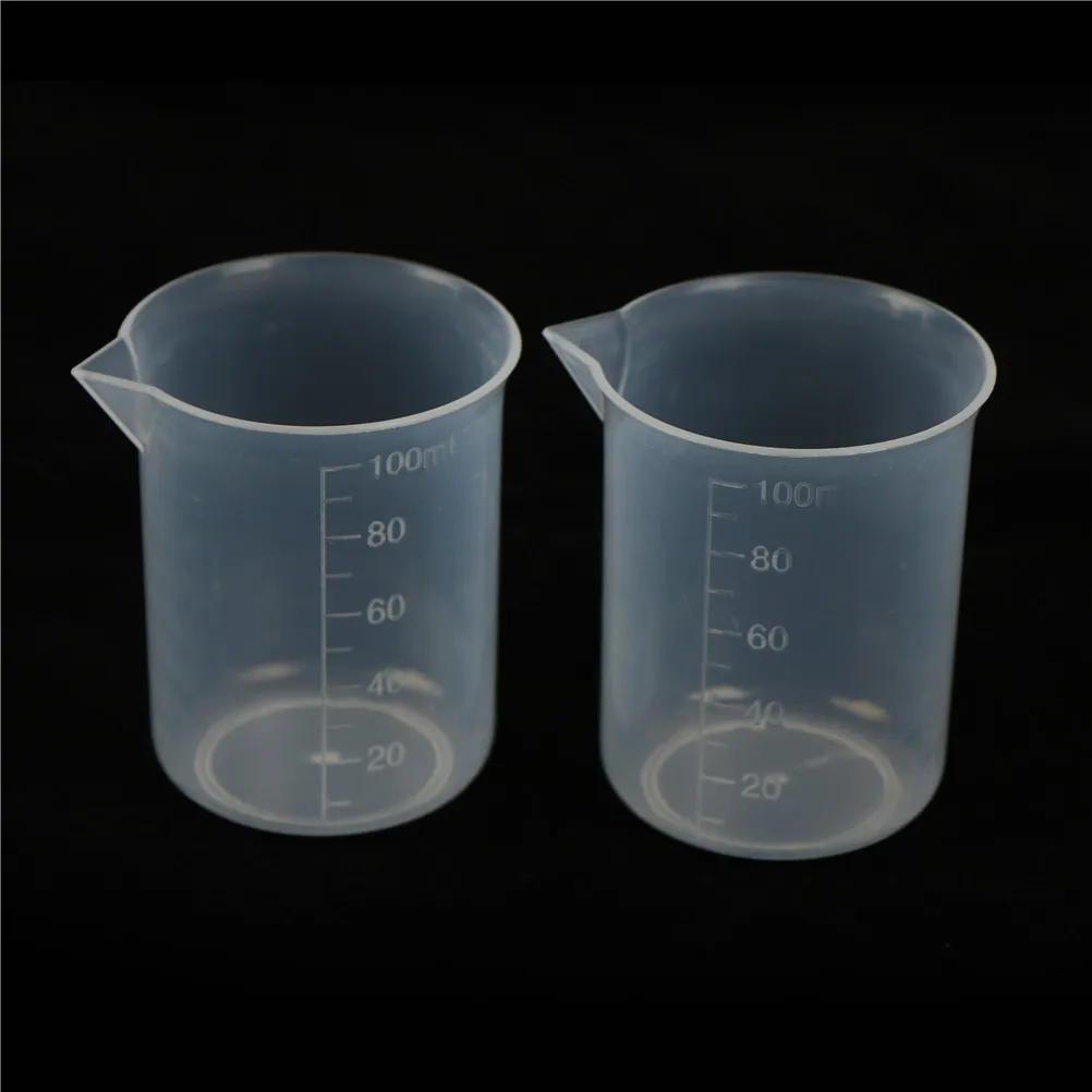 2 Adet 100 ml Plastik Beher Temizle Yüksek sıcaklık dayanımı Borosilikat Düşük Formu Beher Laboratuvar Eğitim Malzemeleri