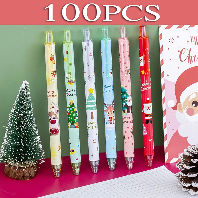 100 ADET Noel Jel Kalemler Kardan Adam Santa 0.5 mm Kırtasiye Imza Kalem Çocuklar Hediyeler Ofis Malzemeleri
