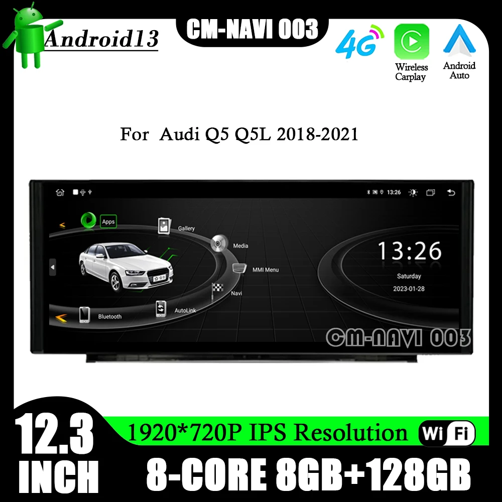 Audi için Q5 Q5L 2018-2021 Araba Multimedya Stereo otomobil radyosu Google Carplay Sistemi Android13 Ekran Oynatıcı GPS WIFI 4G 12.3 inç