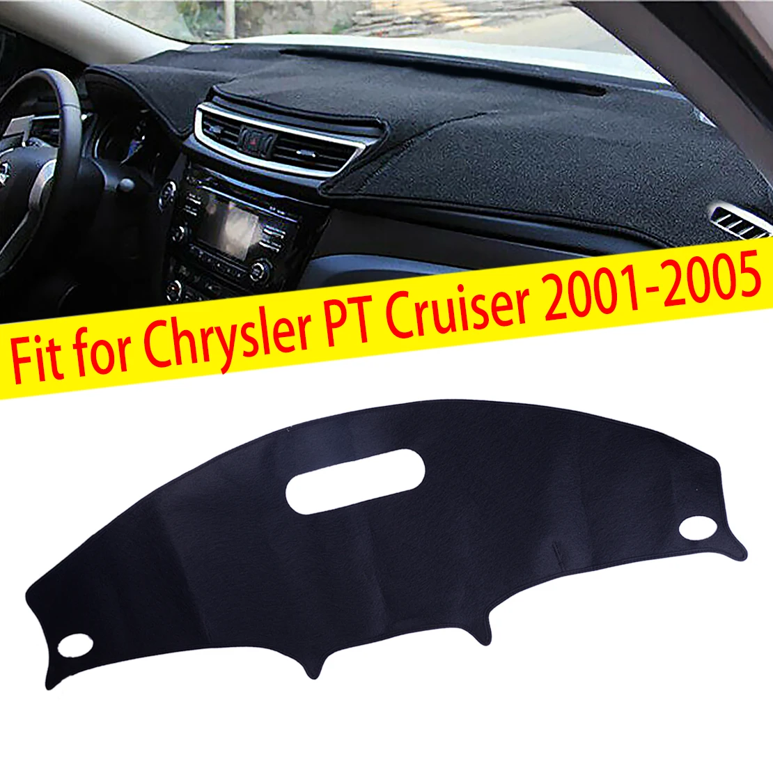 beler Siyah Keçe Kumaş Kaymaz Dashboard Dash Kapak Mat Güneşlikler İçin Fit Chrysler PT Cruiser 2001 2002 2003 2004 2005