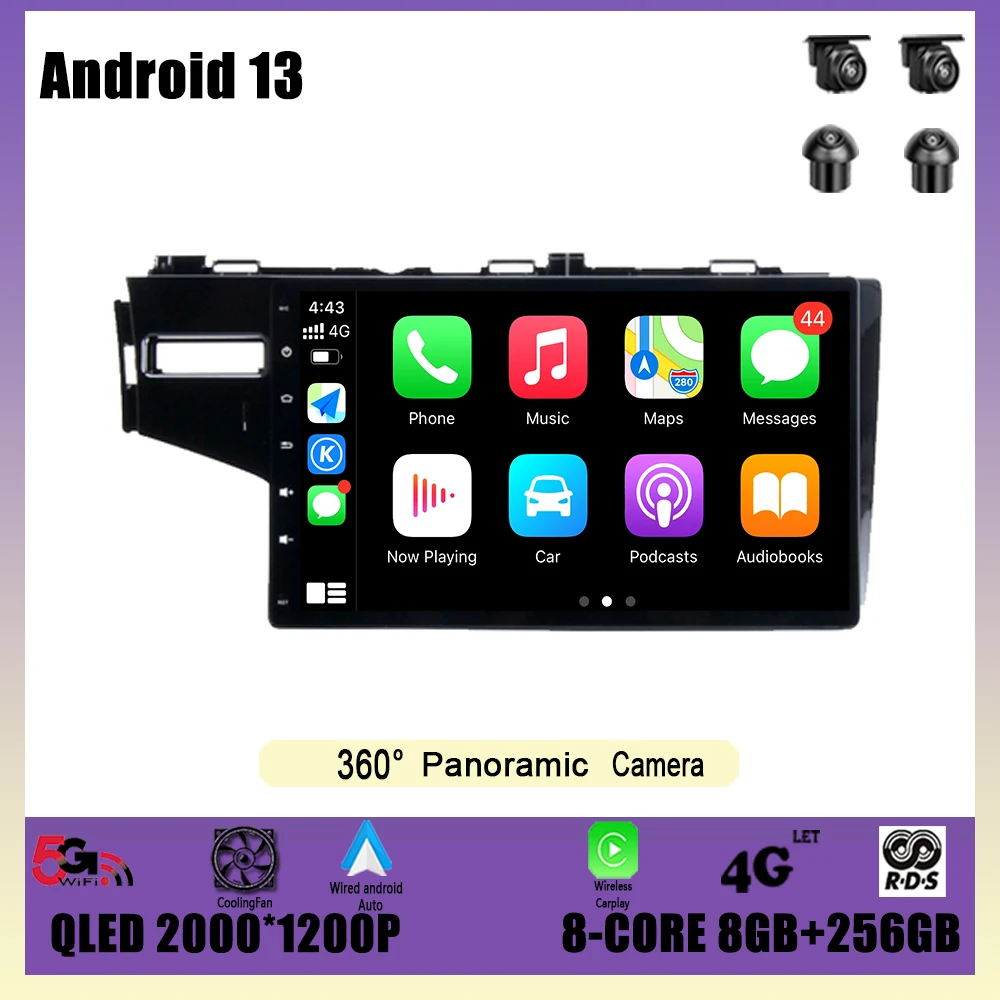 Navigasyon GPS DSP Carplay WIFI + 4G Android 13 Araba Radyo Multimedya Oynatıcı Honda Fıt Caz 2013 - 2018 İçin