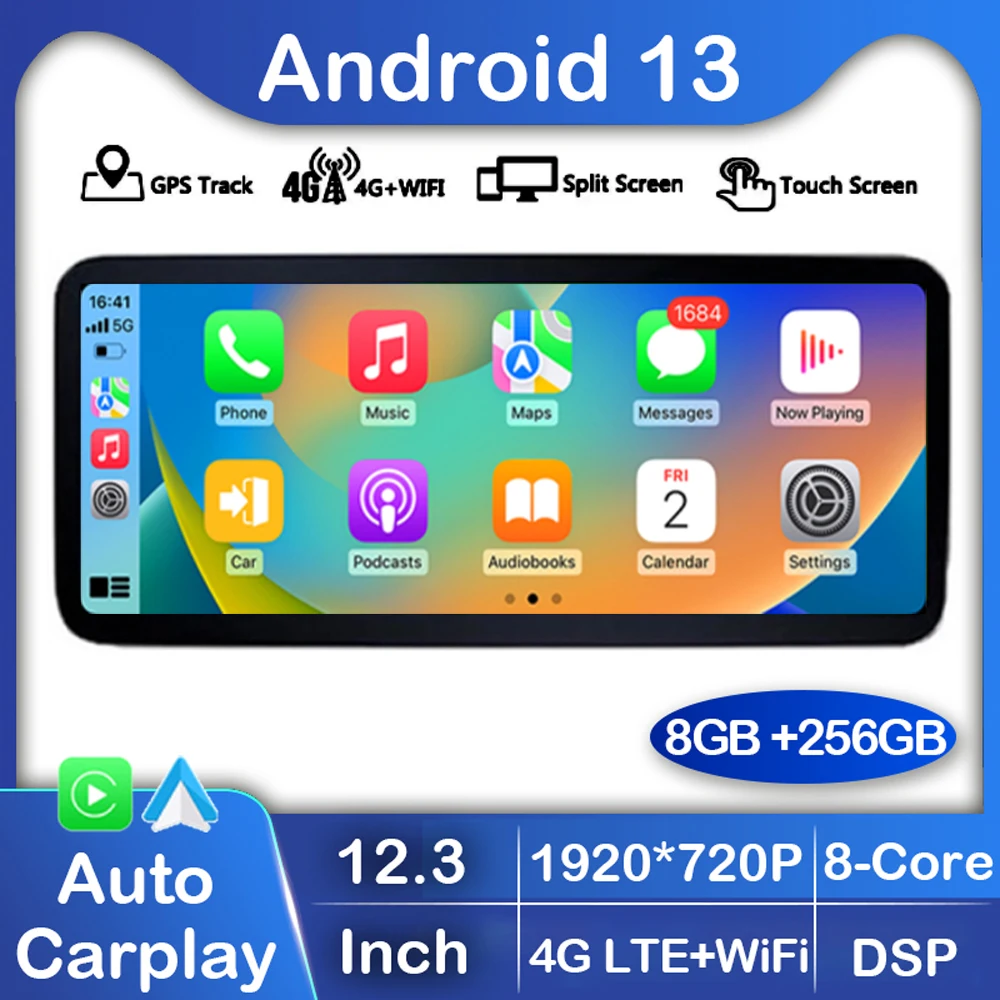 12.3 İnç Android 13 Araba Radyo Mercedes Benz İçin Bir GLA CLA G Sınıfı W176 X156 C117 W463 Otomatik GPS Multimedya oynatıcı Carplay Stereo