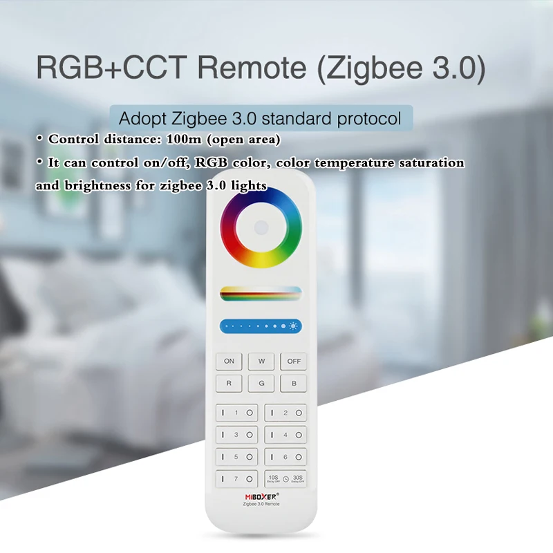 7 Bölge RGB + SKK uzaktan dokunmatik anahtar RGBW karartıcı kontrol cihazı uyumlu MiBOXER Zigbee 3.0 ürün; Max kontrol edilebilir ışık 25 Adet