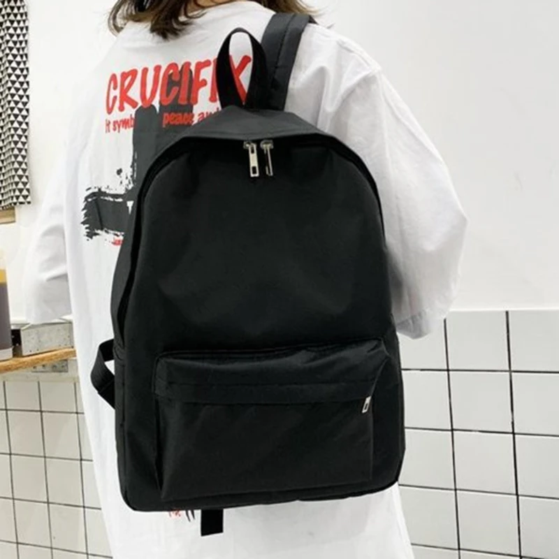 Küçük okul sırt çantaları Gençler Kızlar Naylon Kadın Sırt Çantası Beyaz Sırt Çantası Moda Düz Renk seyahat sırt çantası Sokak Trendi