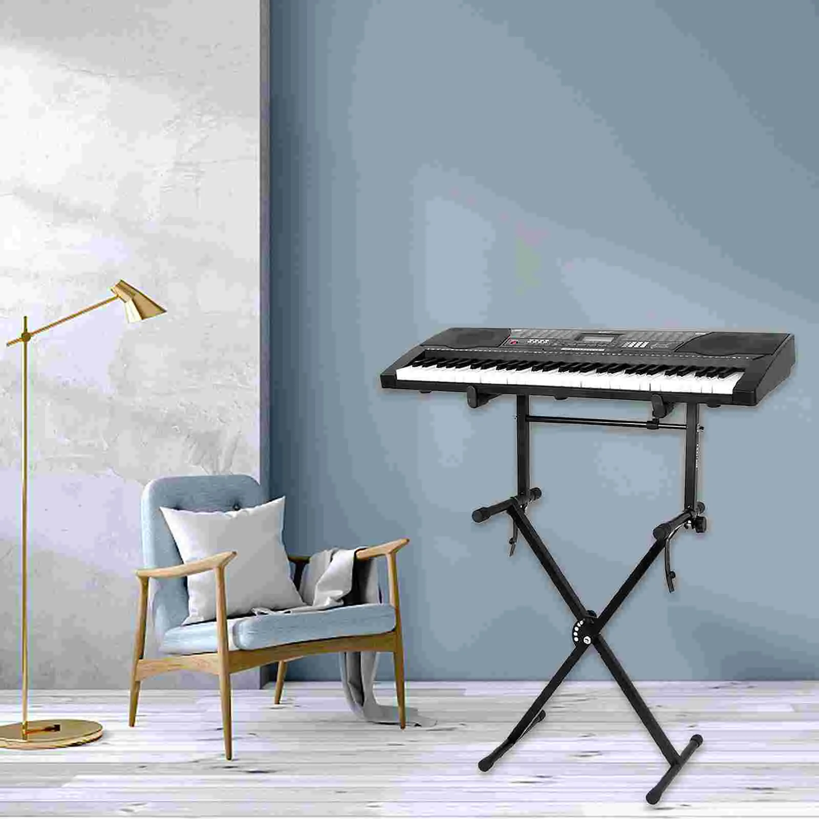 Evrensel Klavye Standı Elektrikli Organ Standı Raf piyano klavyesi Standı (Siyah)