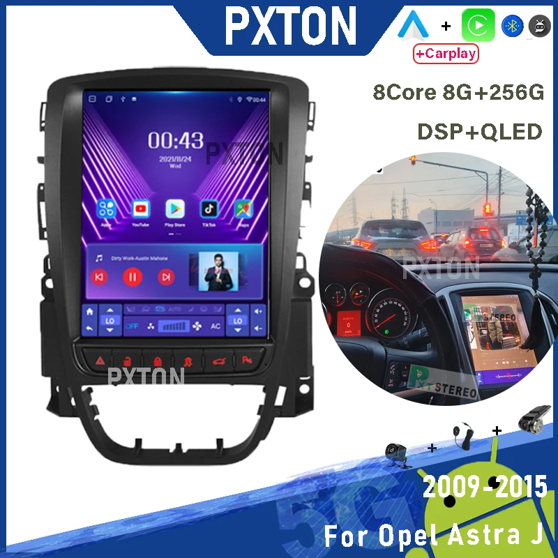 Pxton Android Opel Astra J 2009 - 2015 İçin Araba Radyo Stereo Tesla Ekran Multimedya Oynatıcı Carplay Otomatik 8G + 256G 4G DSP Bluetooth