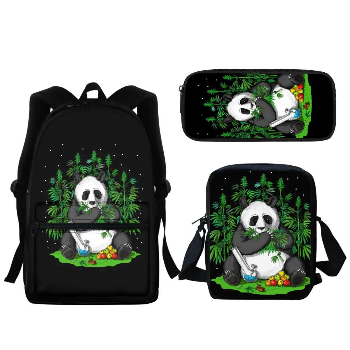Anime Panda Baskı Öğrenci Sırt Çantası Okul Çantalarını Genç Erkek kız çocuk okul çantası Büyük Kapasiteli Fermuar Günlük Açık Seyahat Çantası Yeni