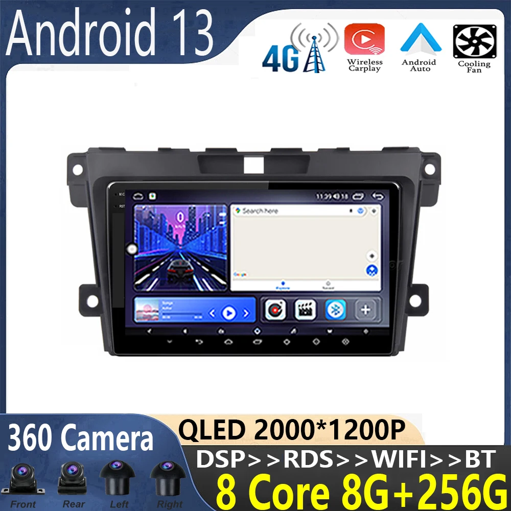 android 13 Mazda CX7 CX-7 ER 2007-2014 Araba Multimedya Video Oynatıcı GPS Navigasyon stereo Carplay WİFİ + 4G QLED ekran