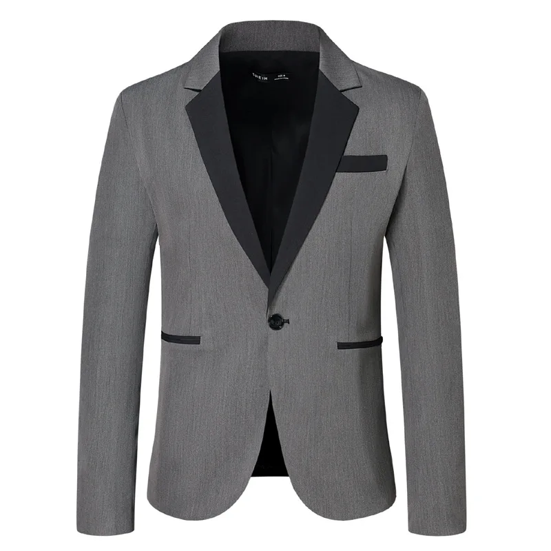 Erkek Premium Gri Smokin Blazer Ceket Slim Fit Casual Bir Düğme Takım Elbise Ceketler Spor Ceket Erkekler Günlük İş Blazers Erkekler için XXL