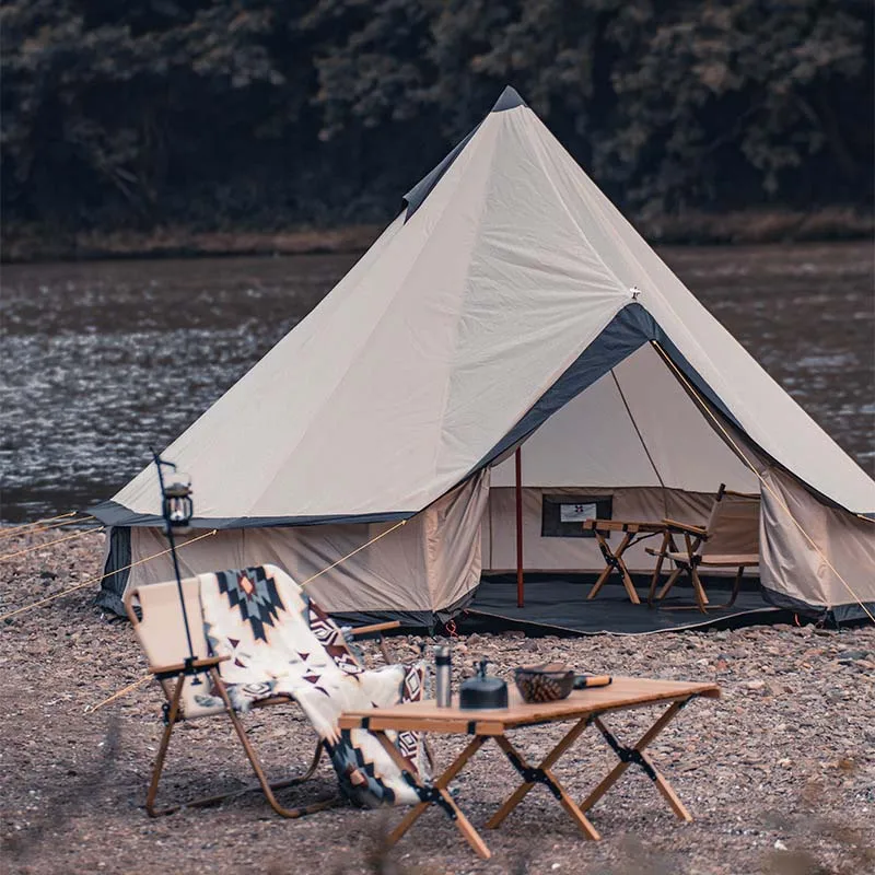 Büyük Piramit Hint Çadır 210D Su Geçirmez Ekose oyuncak çadır Dört Mevsim Açık Kamp Yurt Çadır Gecede Güneş Koruyucu Yağmur Geçirmez