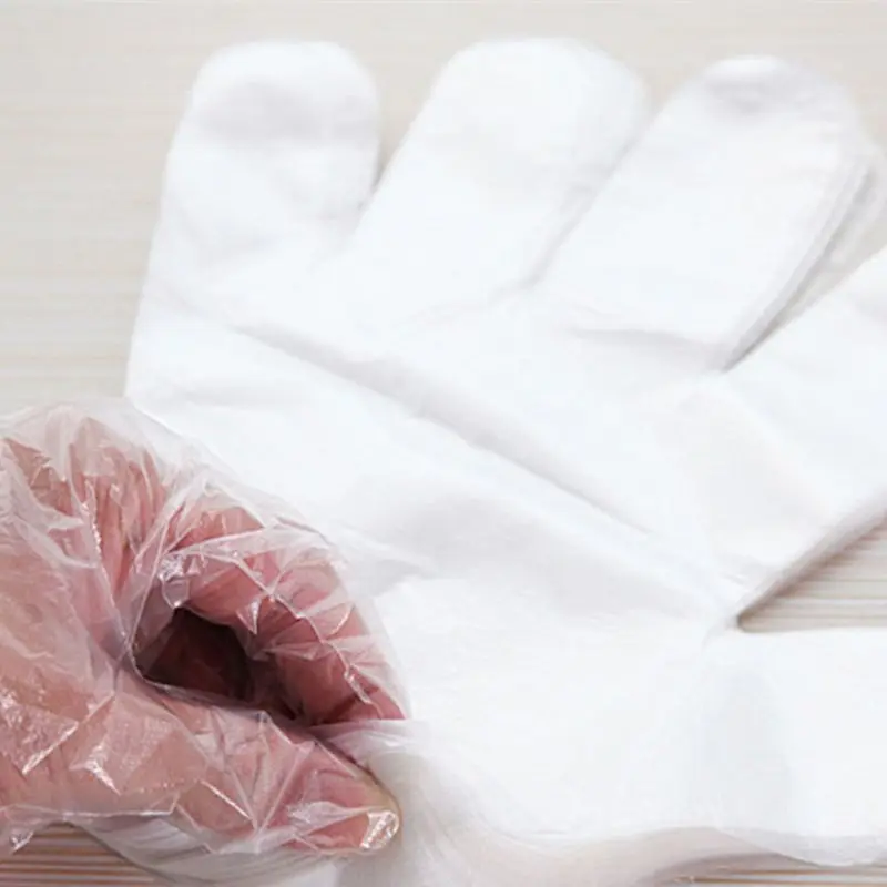 100 Adet Tek Kullanımlık Gıda Hazırlık Eldivenleri Polietilen tek kullanımlık eldivenler Mutfak Pişirme Catering Temizlik için Su Geçirmez Eldiven
