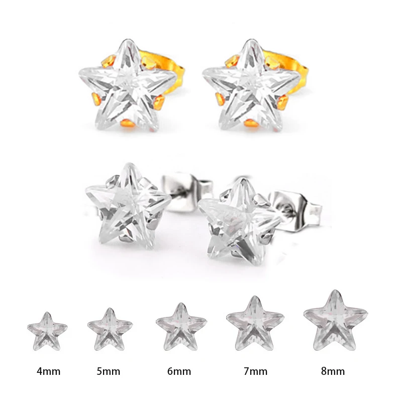Uelf Beyaz Kristal Yıldız Şekilli Paletli Küpe Zarif CZ düğme küpe Kulak Tırmanıcı Kulak Paletli Kadınlar Takı